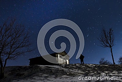 Stars night snow Stock Photo