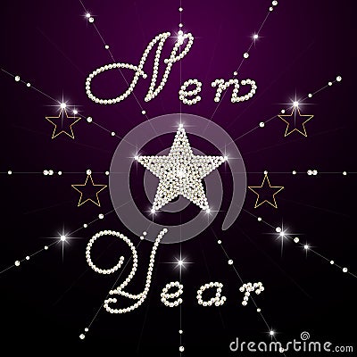 Stars ornament with text New Year Stock Photo