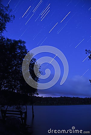 Stars over Brown Lake Stock Photo