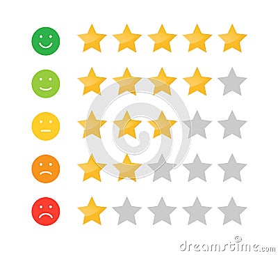 Stars rating icon for website and mobile apps. Feedback emotion scale. Customer satisfaction rating. Vector illustration Vector Illustration