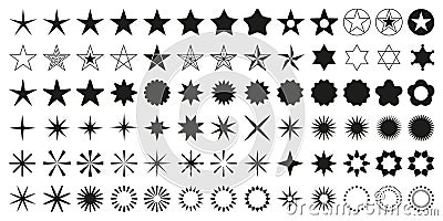 Stars set of 78 black icons. Rating Star icon. Star vector collection. Vector Illustration