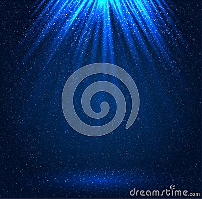 Stars, sky, night. Blue rays. Glare. Stock Photo