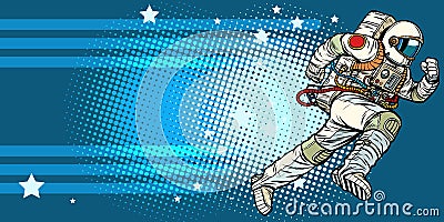 Stars space astronaut runs forward Vector Illustration