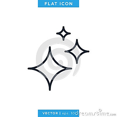 Stars, Sparkle Icon Vector Design Template. Editable Stroke. Vector Illustration