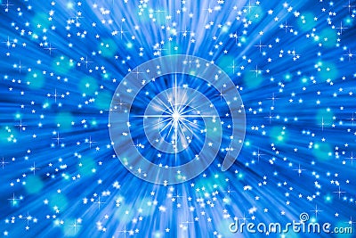 Stars and Sparkles in Blue Background Stock Photo