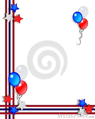 Stars and Stripes Patriotic July 4th Border Cartoon Illustration