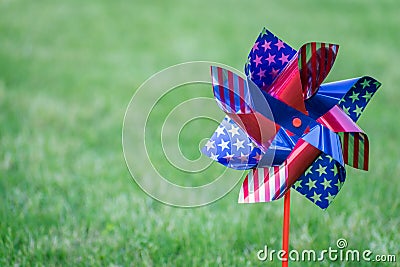 Stars and Strips Spinner with copy space. 4th of July. Labor Day. Stock Photo