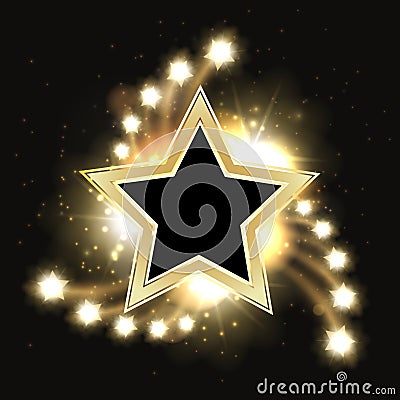 Stars vector sparkling gold background design with star frame Vector Illustration