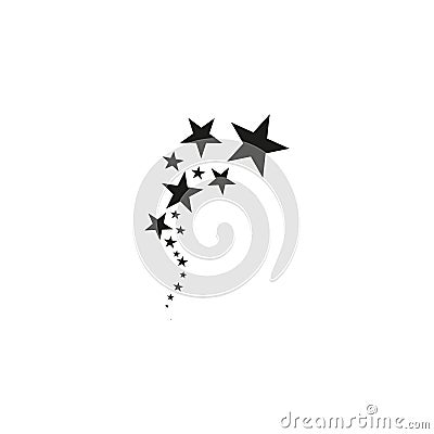 Stars on a white background. Black star shooting with an elegant star.Meteoroid, comet, asteroid, stars. Vector Illustration