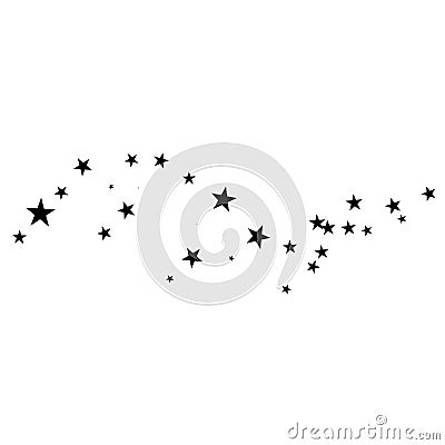 Stars on a white background. Black star shooting with an elegant star.Meteoroid, comet, asteroid Vector Illustration