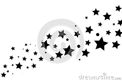 Stars on a white background. Black star shooting with an elegant star. Vector Illustration