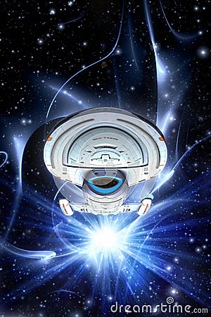 Starship Voyager Intrepid class Cartoon Illustration