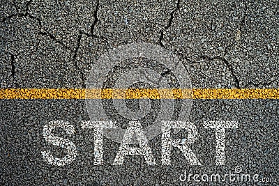 START on the on Asphalt roads Stock Photo