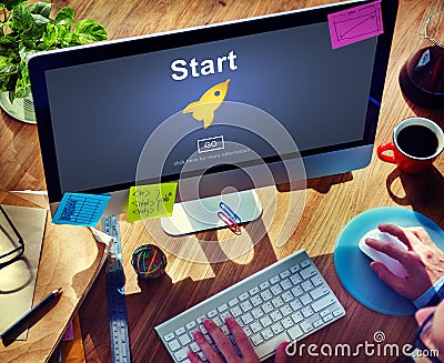 Start Begin Activation Begin First Build Forward Concept Stock Photo