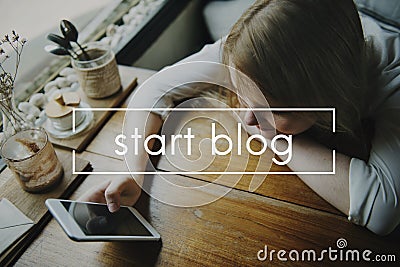 Start Blog Blogging Connecting Web Page Social Networking Concept Stock Photo