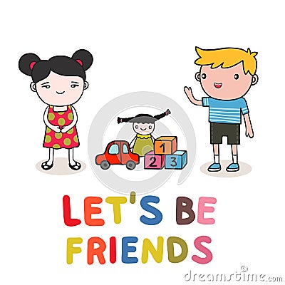 Kids friendship vector design illustration Vector Illustration