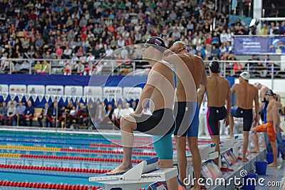 Start of freestyle swimming during Salnikov Cup Editorial Stock Photo