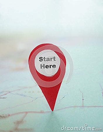 Start Here locator Stock Photo