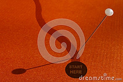 Start Here pin Stock Photo