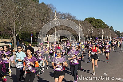 Start of a 10k Run for Women in Valencia, Spain Editorial Stock Photo