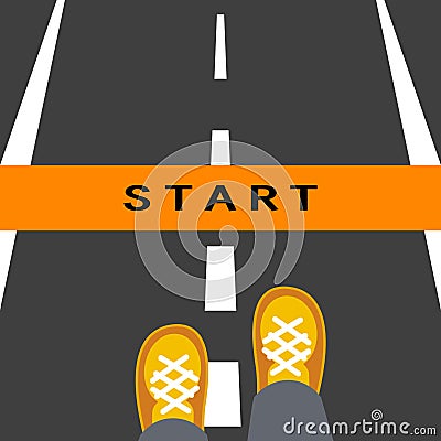 Start line road sign Vector Illustration