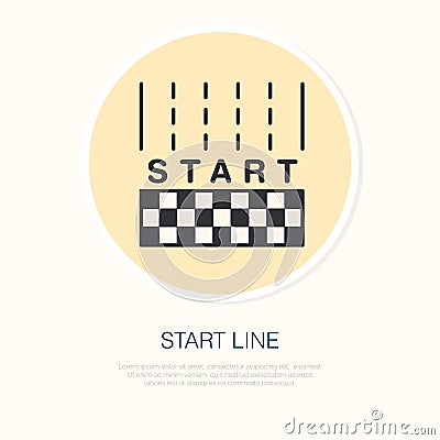 Start line vector linear icon. Speed automobile, racing car sign. Competition illustration Vector Illustration