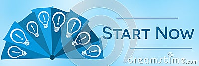 Start Now Triangles Half Circular Blue Bulbs Stock Photo