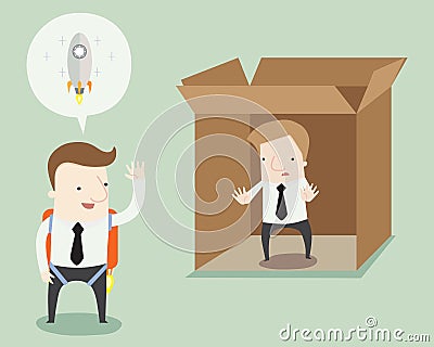 Start outside the box Vector Illustration