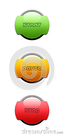 Start, Pause, Stop, Button Stock Photo