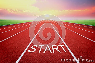 Start point with sunrise background Stock Photo