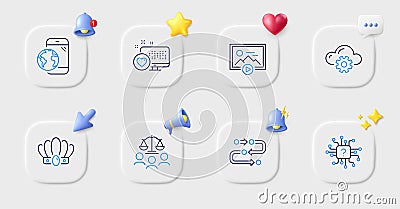 Start presentation, Mobile internet and Heart line icons. For web app, printing. Vector Vector Illustration