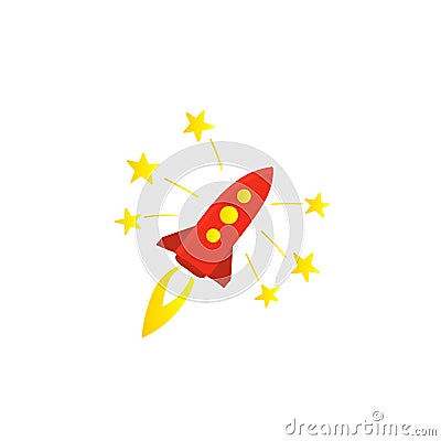 Start red rocket color illustration. The startup premium account. Starting a business. Vector Illustration