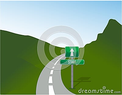 Start road illustration design over a landscape Cartoon Illustration