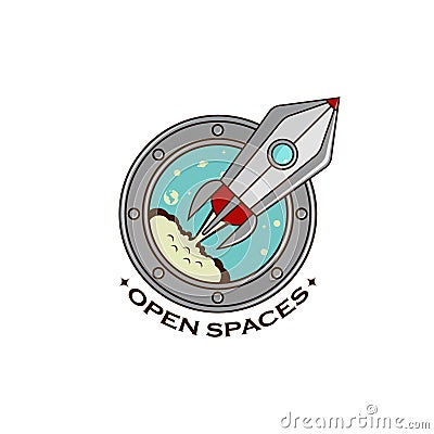 Start the spacecraft, shuttle, rocket Logo space. Vector infogr Stock Photo
