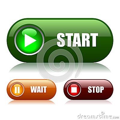 Start and stop buttons Vector Illustration