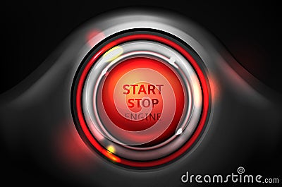 Start and stop engine vector car ignition button Vector Illustration