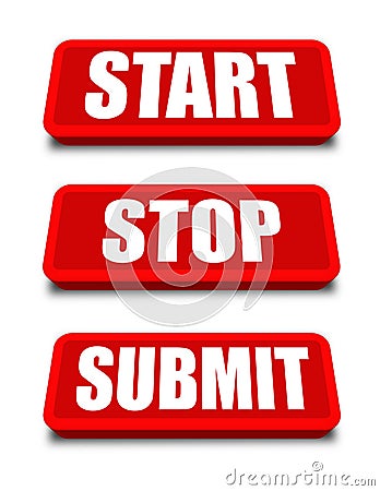 Start Stop Submit Button Stock Photo