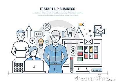 It start up business. Effective planning, teamwork, new business. Vector Illustration