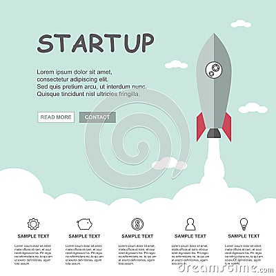 Start Up. Businessman rocket lift up. Concept business Vector Illustration