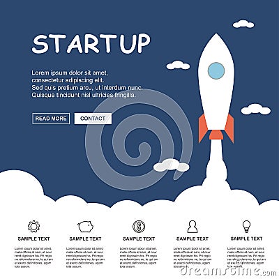 Start Up. Businessman rocket lift up. Concept business Vector Illustration