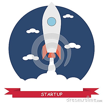 Businessman rocket lift up. Start up business Concept. Vector Illustration