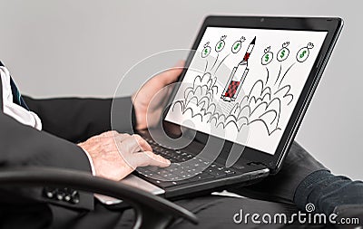 Start up concept on a laptop Stock Photo