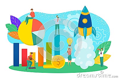 Start up concept of new business project vector illustration. Start-up development and launch new innovation product. Vector Illustration