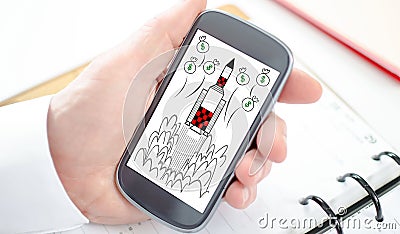 Start up concept on a smartphone Stock Photo