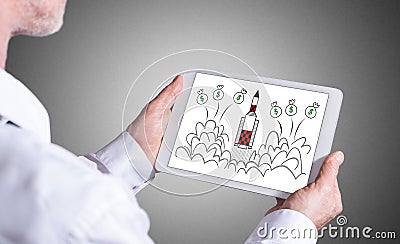 Start up concept on a tablet Stock Photo