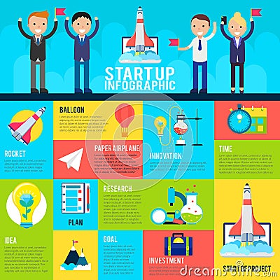 Start Up Flat Infographics Vector Illustration