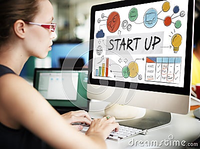 Start up Launch Business Ideas Growth Success Concept Stock Photo