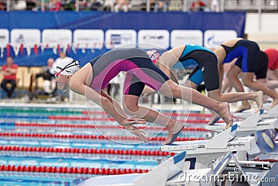 Start of women freestyle swimming competitions Editorial Stock Photo