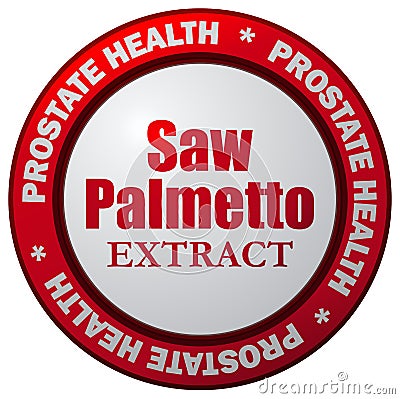 Saw Palmetto Extract Round Glossy Sticker, Vector Illustration. Vector Illustration