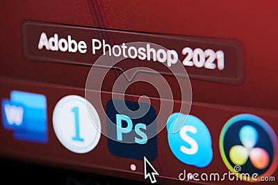 Starting adobe photoshop app Editorial Stock Photo